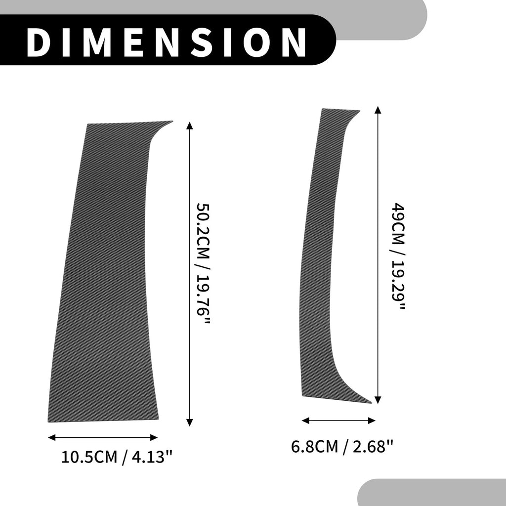 Set of 4 Car Pillar Window Trim for Dodge Ram 1500 (1994–2001) Black Carbon Fiber