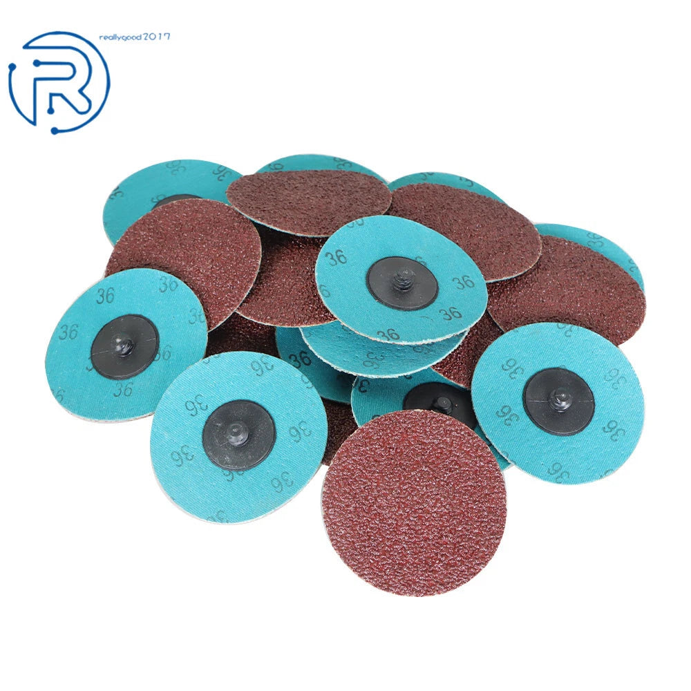 25 Pack 3" 36 Grit Aluminum Oxide Roll Lock Discs for Die Grinder