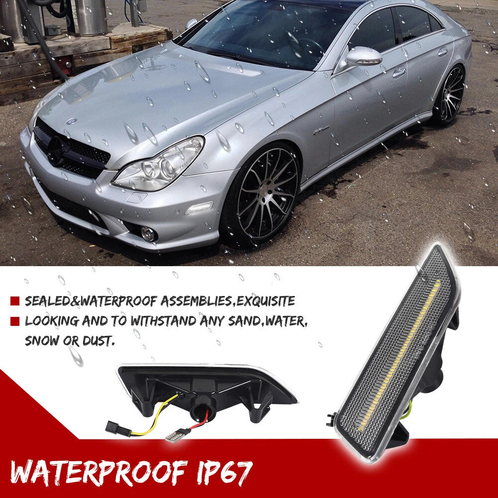 Clear White LED Side Marker Lights for Mercedes Benz CLS-Class (2006–2011)
