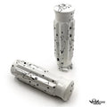 1" White Skull Star CNC Handle Bar Grips for Harley H