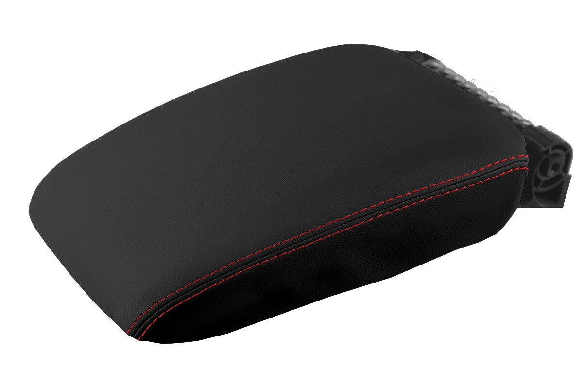 Leather Console Lid Armrest Cover for Volkswagen EOS (2007–2015) Red Stitch