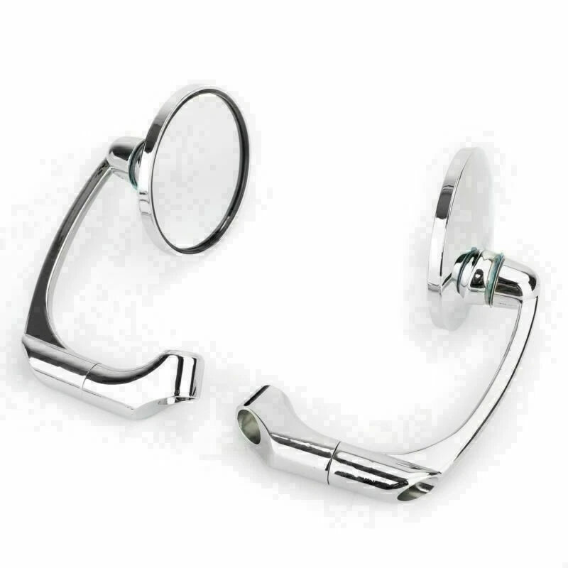 1 Pair Retro L-Bar Round Mirrors for Cafe Racer Bobber Motorcycle (M8 M10)