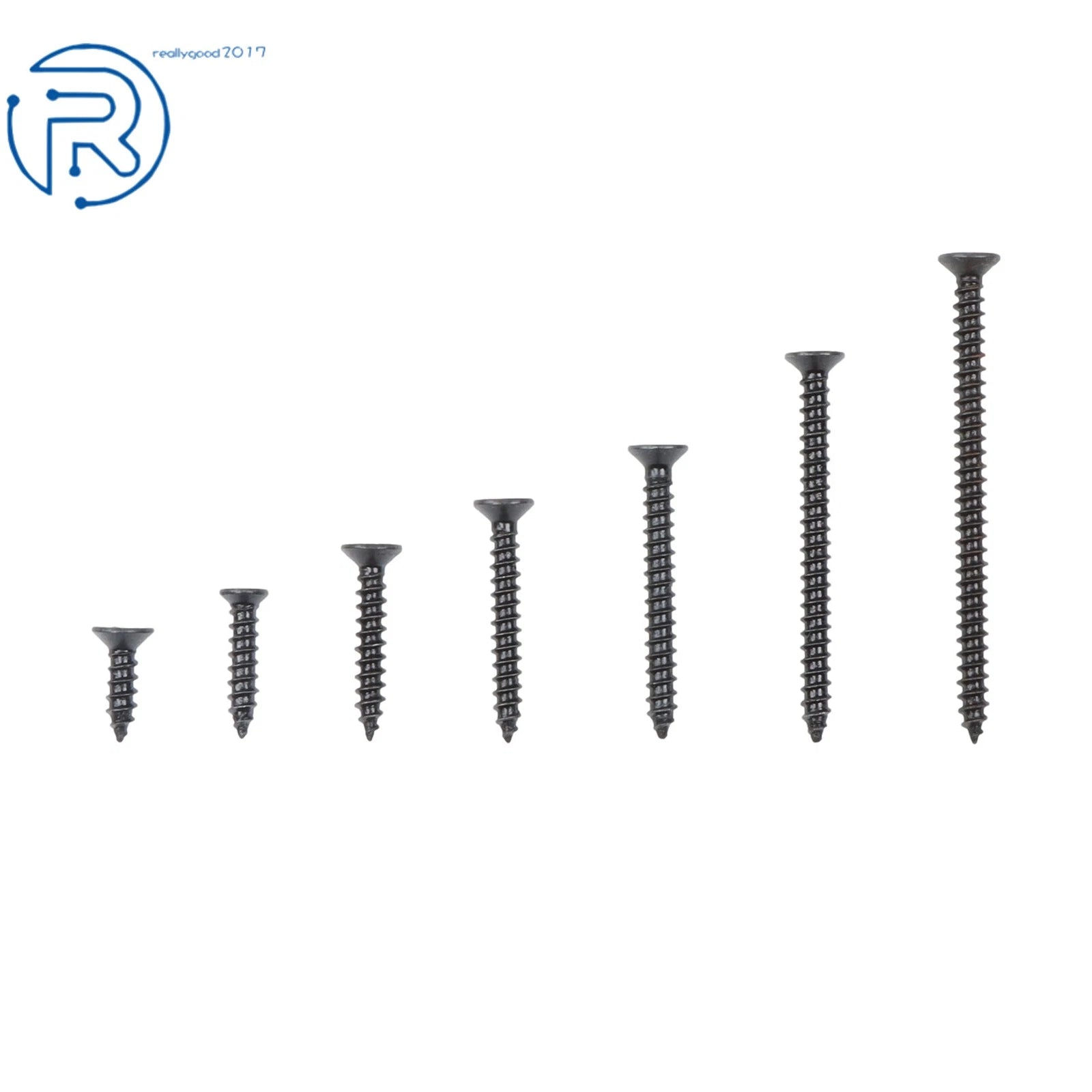 Set of 3 Black Wood Screws for Various Applications