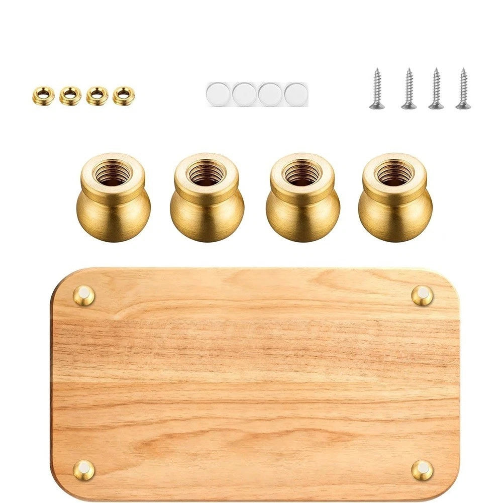Set of 4 Brass Raising Feet for Cutting Boards Serving Trays Display Stands