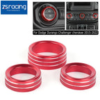 3X Red AC Radio Switch Trim Ring Knob Cover for Dodge Challenger/Charger