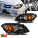 Pair of Black Housing Amber Side Headlights for Chevy Cobalt (2005–2010)