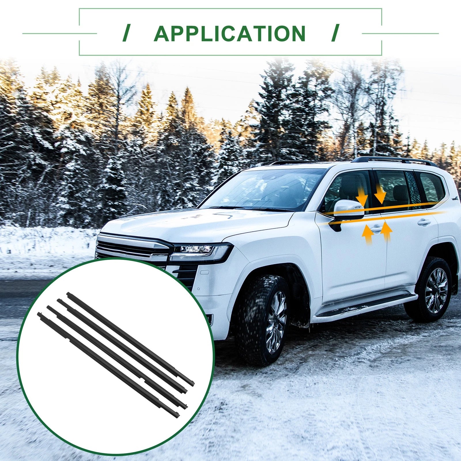 4pcs Weatherstrip Window Seal No. 7572060070 for Toyota Land Cruiser (2008–2015)