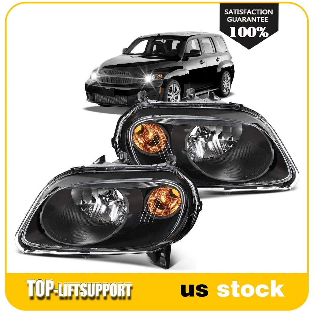 Pair Headlight Assemblies for Chevy HHR (2006–2011) Black Housing