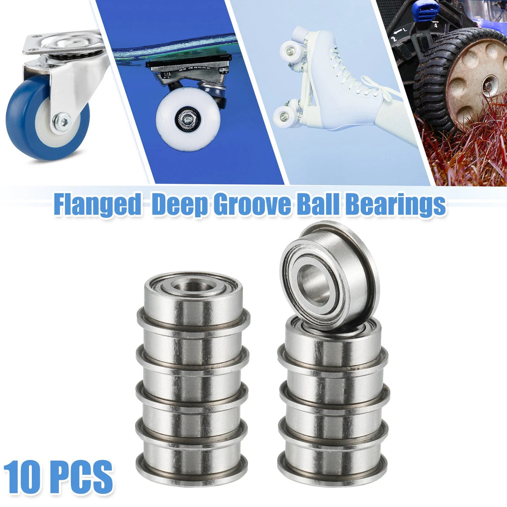 10pcs MF104ZZ Double Metal Shield Flanged Deep Groove Ball Bearings for Various Models 