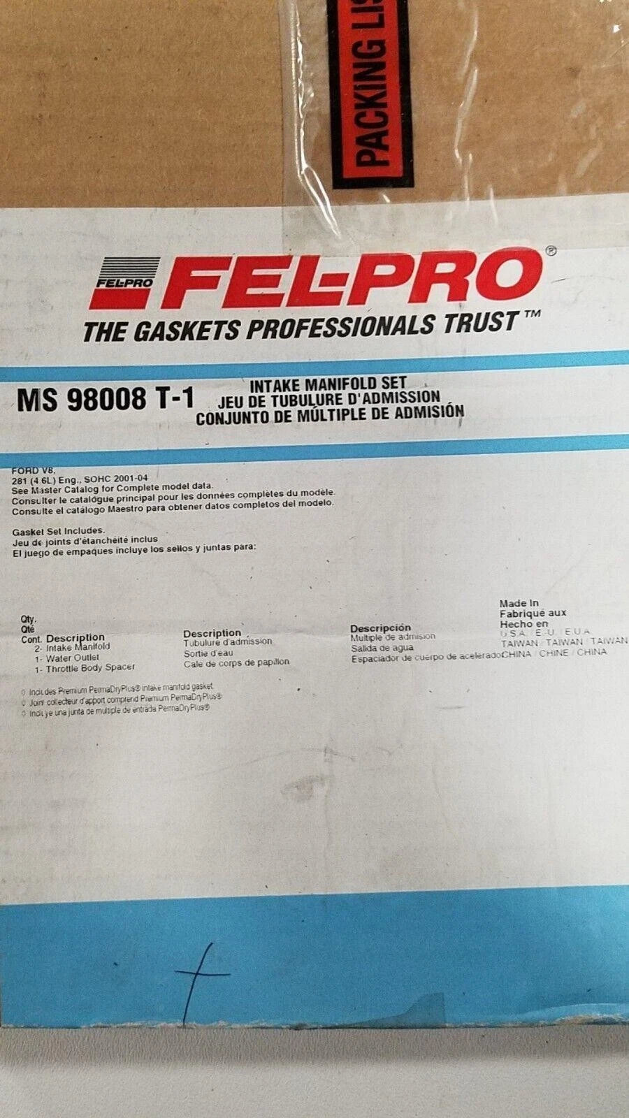 Fel-Pro Intake Manifold Gasket Set for MS98008T