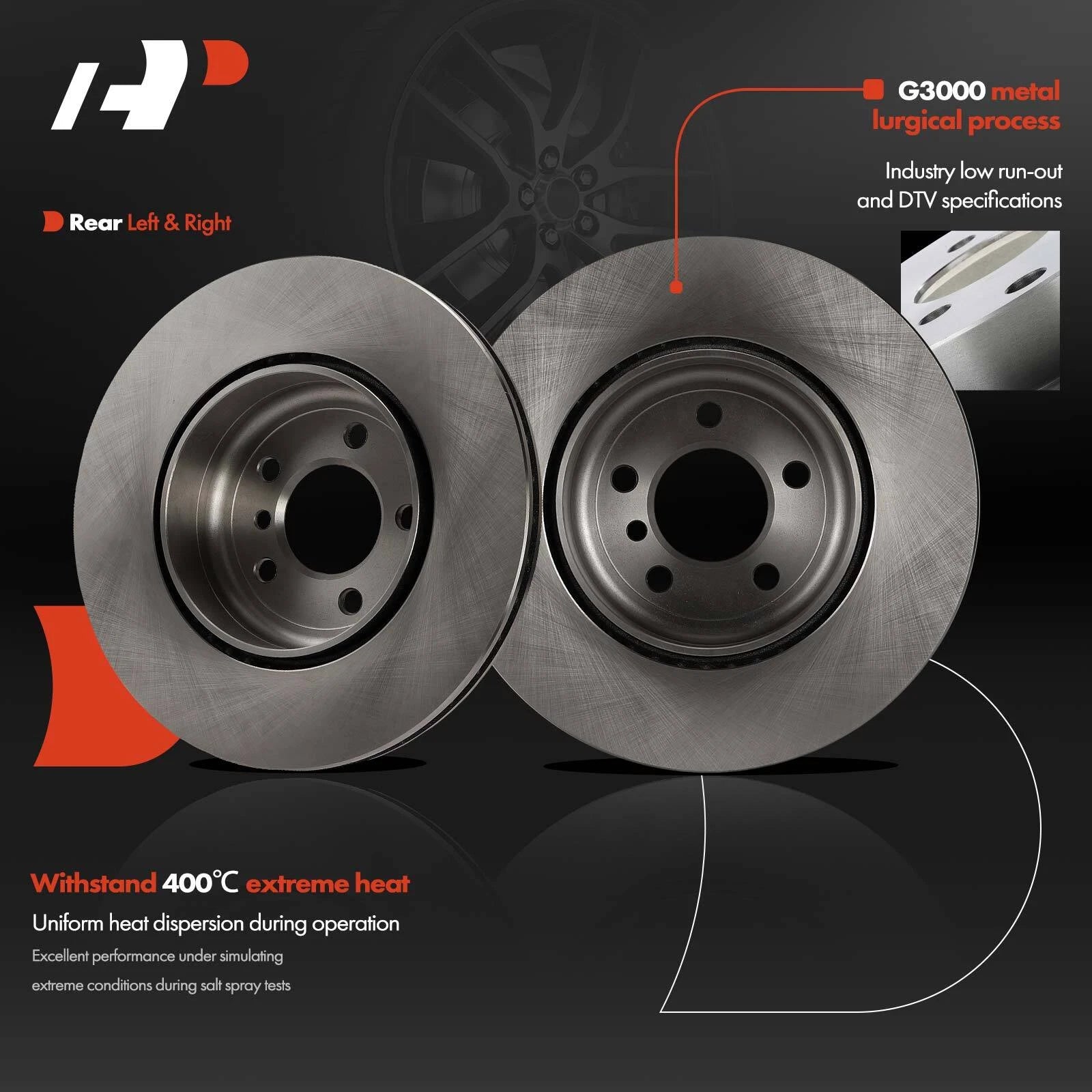 2X Rear Disc Brake Rotors for BMW 535i 550i 640i 740i 740Li (2011–2019)
