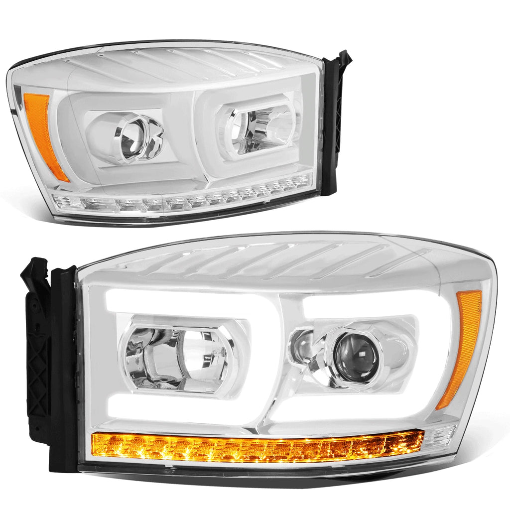 Dual LED DRL Sequential Turn Signal Projector Headlight for Ram Truck (2006–2009)