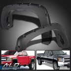 Set of 4 Pocket Rivet Wheel Fender Flares for Chevy Silverado GMC Sierra