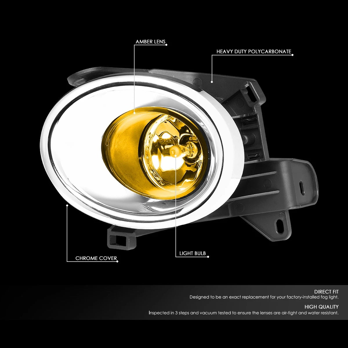 Pair of Amber Lens Fog Lights for Nissan Pathfinder (2013–2016) + Chrome Covers + Switch