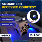Set of 4 LED Companion Way Lights for Marine Boats (Square, Blue)