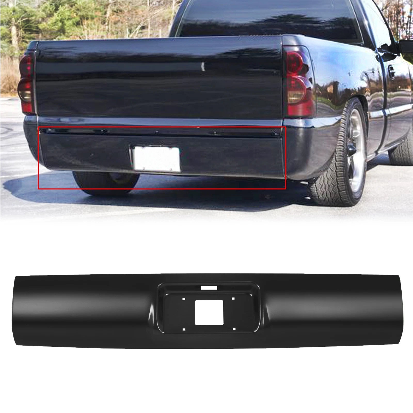Rear Bumper Roll Pan w/ License Plate for Chevy GMC S10 Sonoma (1994–2003)