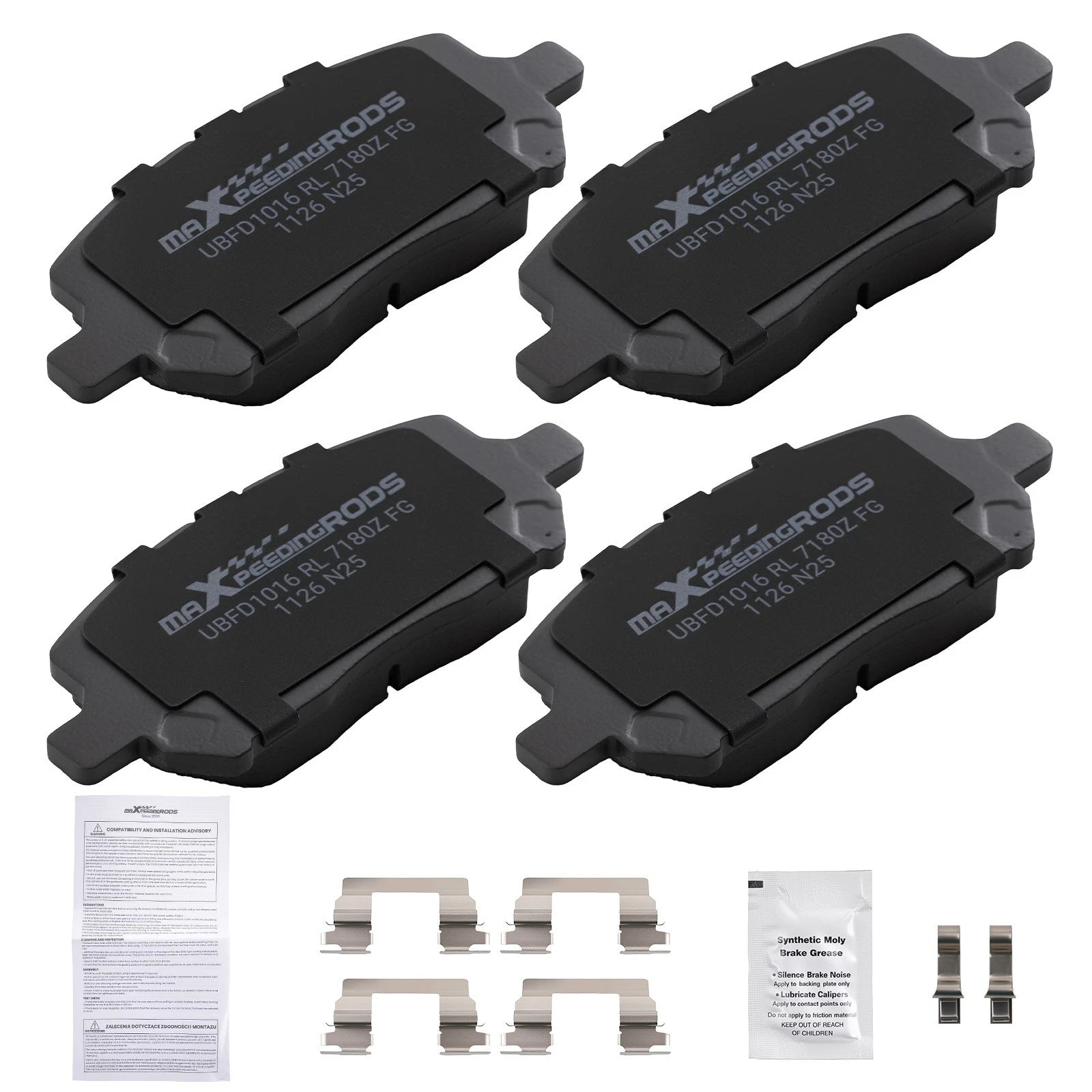 Set of 4 Front Ceramic Brake Pads for Pontiac G5 (2007–2010) Pursuit (2005–2006)