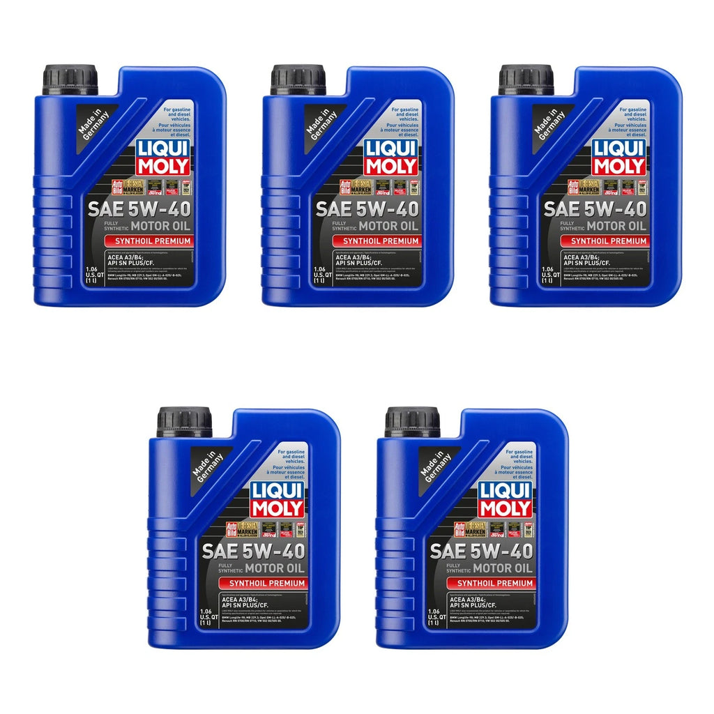 Set of 5 Liqui Moly Synthoil Premium 5W-40 Engine Motor Oil (5L)