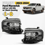 LED Headlight Set for Ford Maverick (2023–2024) w/ DRL & Module Black