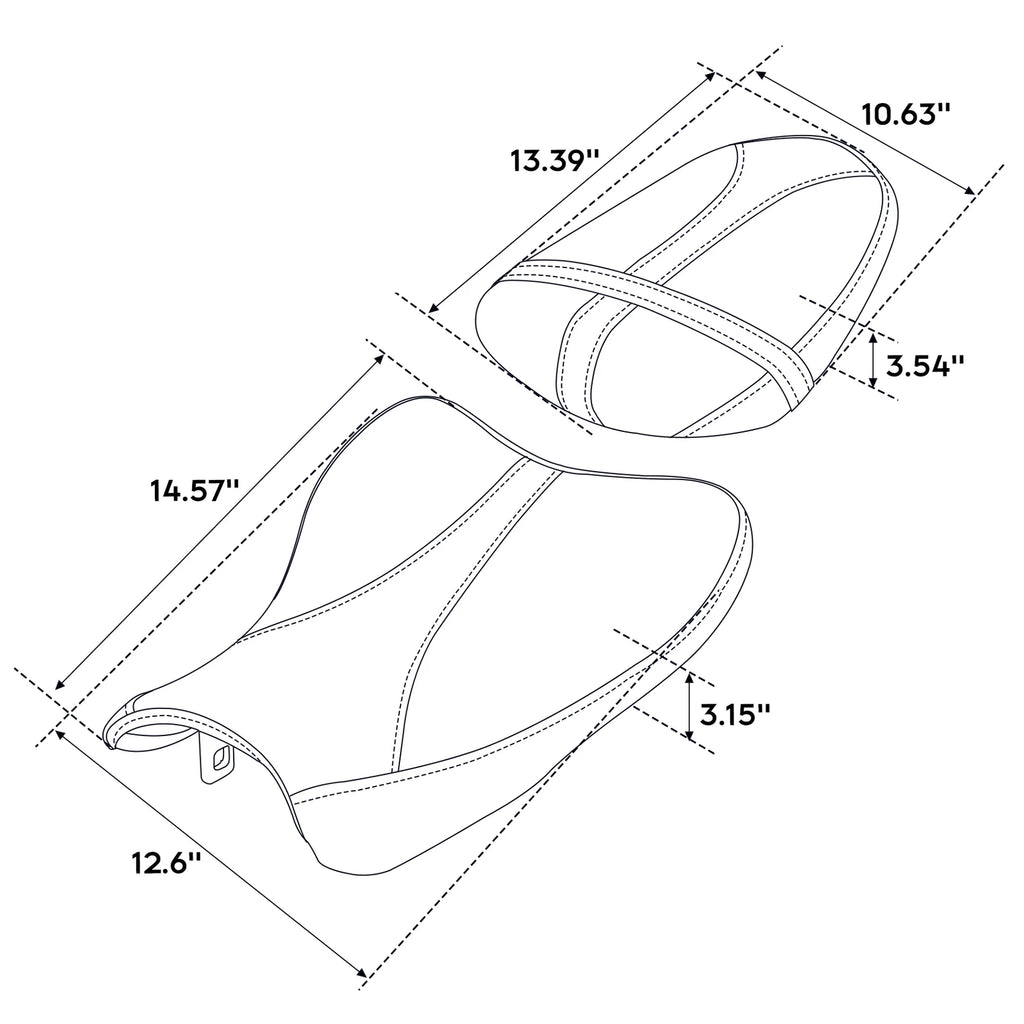 Black Driver & Passenger Seat for Suzuki GSXR1000 (2007–2008)