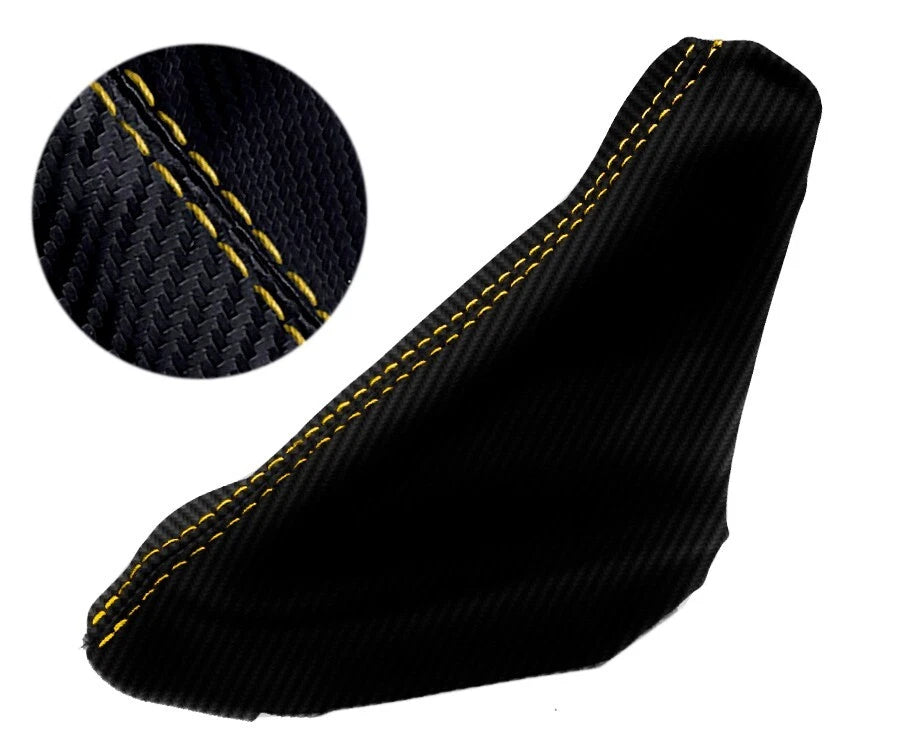 E Brake Boot Cover for Ford Focus (2000–2007) Carbon Fiber Yellow Stitch