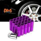 20Pc M12X1.5 Purple JDM Open End Aluminum Hex Lug Nuts + Spline Lock Key