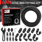Set of 4 J2 6AN Nylon Braided Stainless Steel Fuel Line Hose Ends for Universal