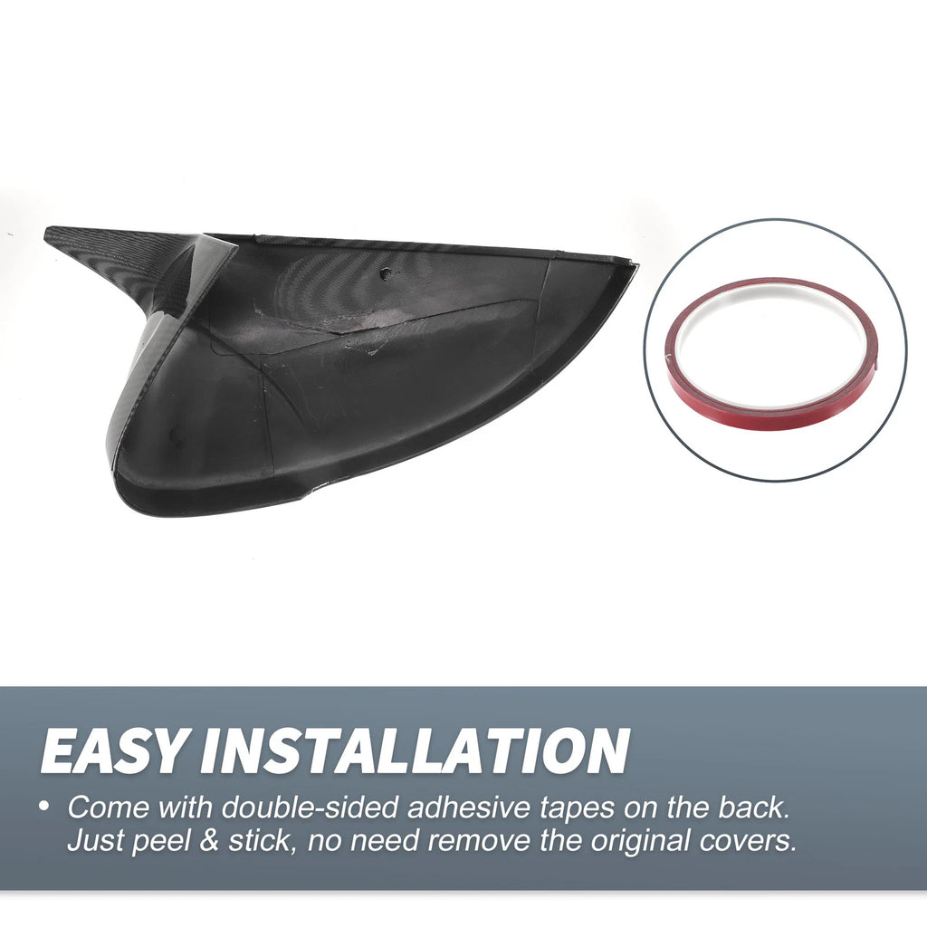 Pair Rearview Mirror Cover Overlay Black Carbon Fiber for Volkswagen Passat (2012–2019)