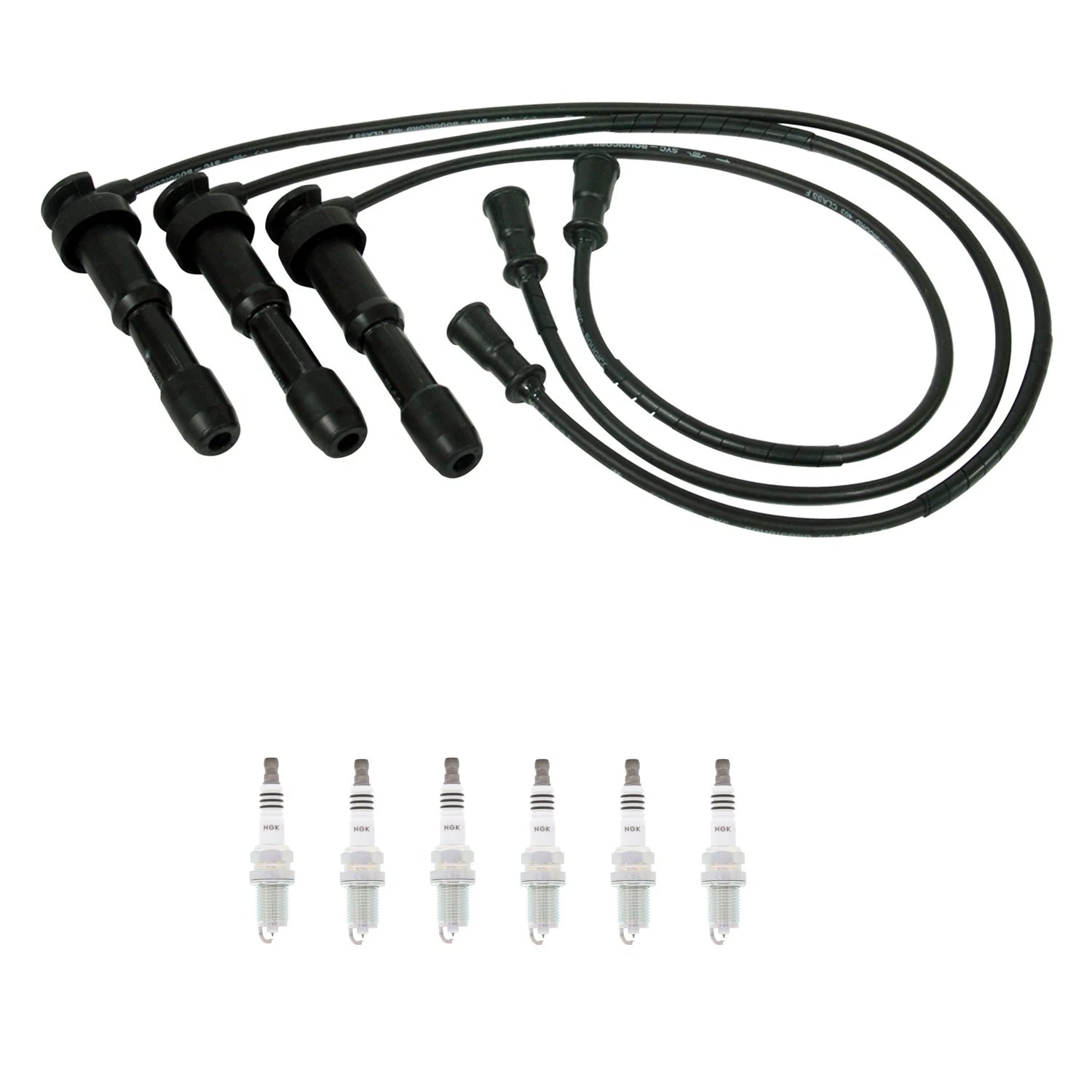 NGK Wire Set & 6 Ruthenium HX Spark Plugs for Kia Sedona XG350 (2002–2006)