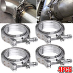 Set of 4 V Band Flange & Clamp Kit for Turbo Exhaust Pipe 3.5"