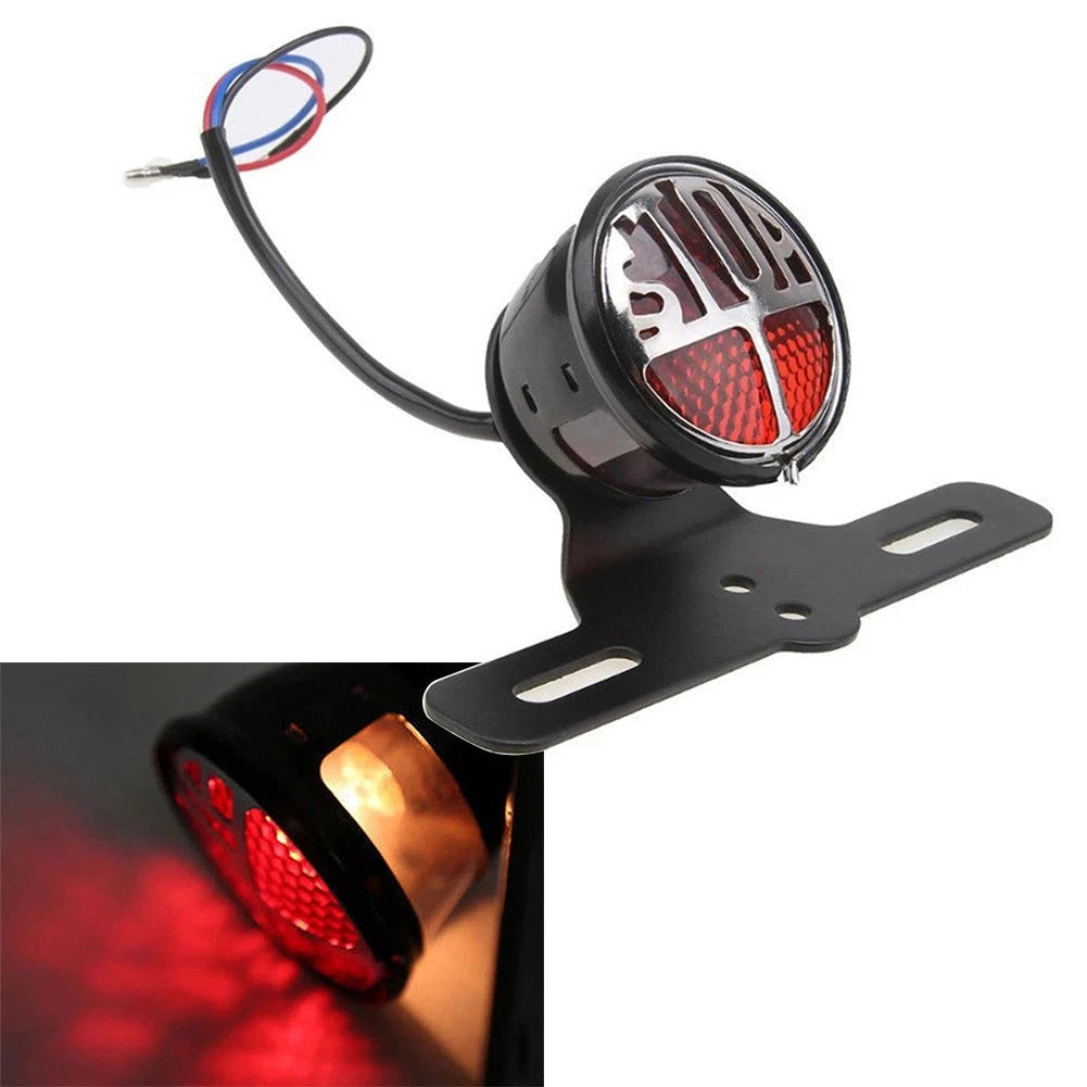 Stop Vintage License Plate Mount Tail Brake Light for Harley Bobber Chopper (R)