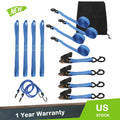 Set of 4 Ratchet Tie Down Straps for Trucks (15 FT)