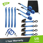 Set of 4 Ratchet Tie Down Straps for Trucks (15 FT)