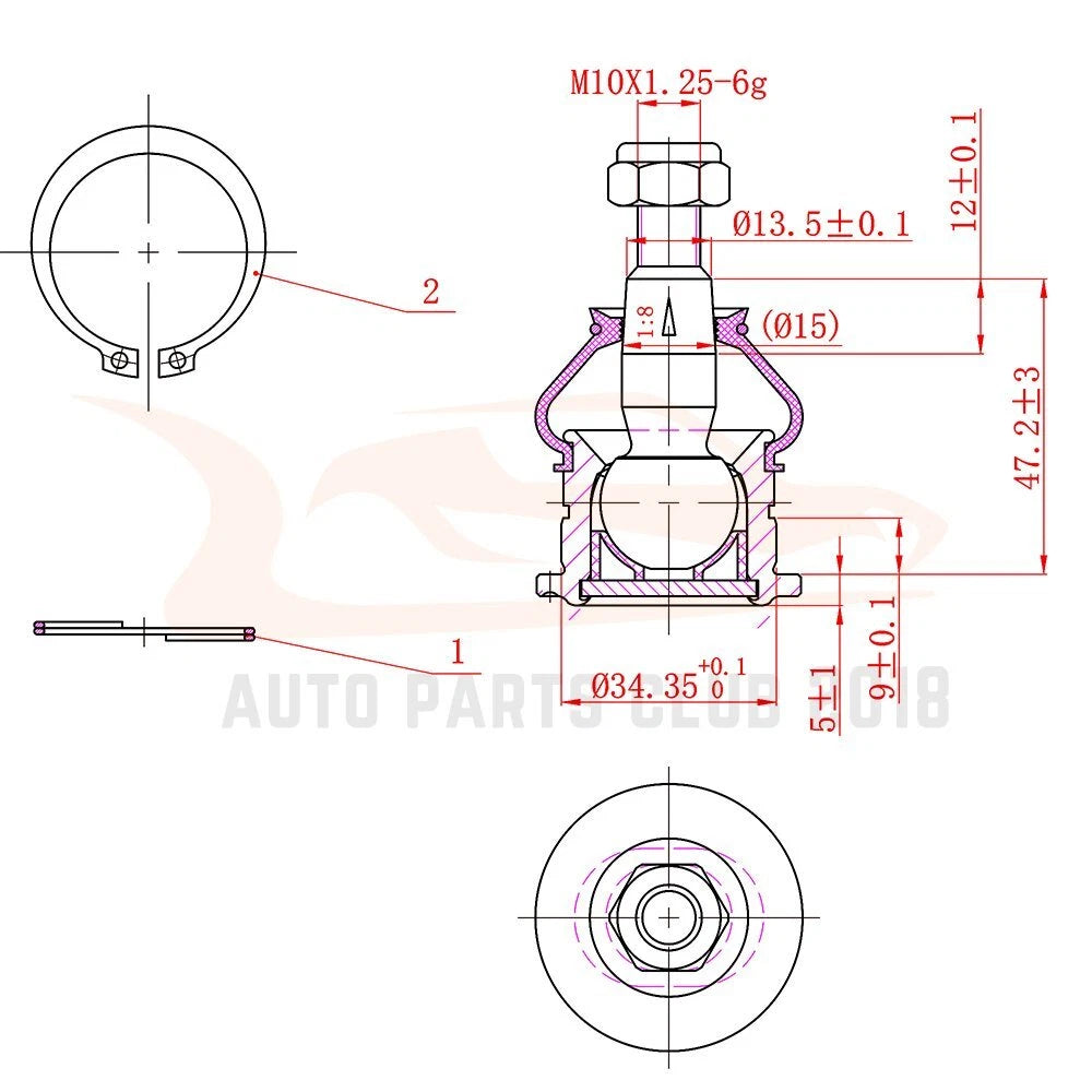 Set of 6 Tie Rods and Ball Joints for Mitsubishi Galant (1994–1999)