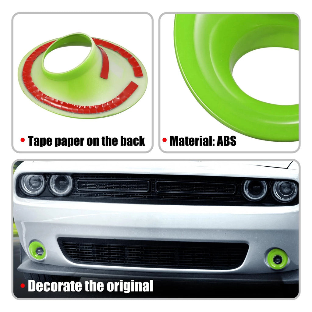 2X ABS Front Foglight Covers Trim for Dodge Challenger (2015–2020) Green