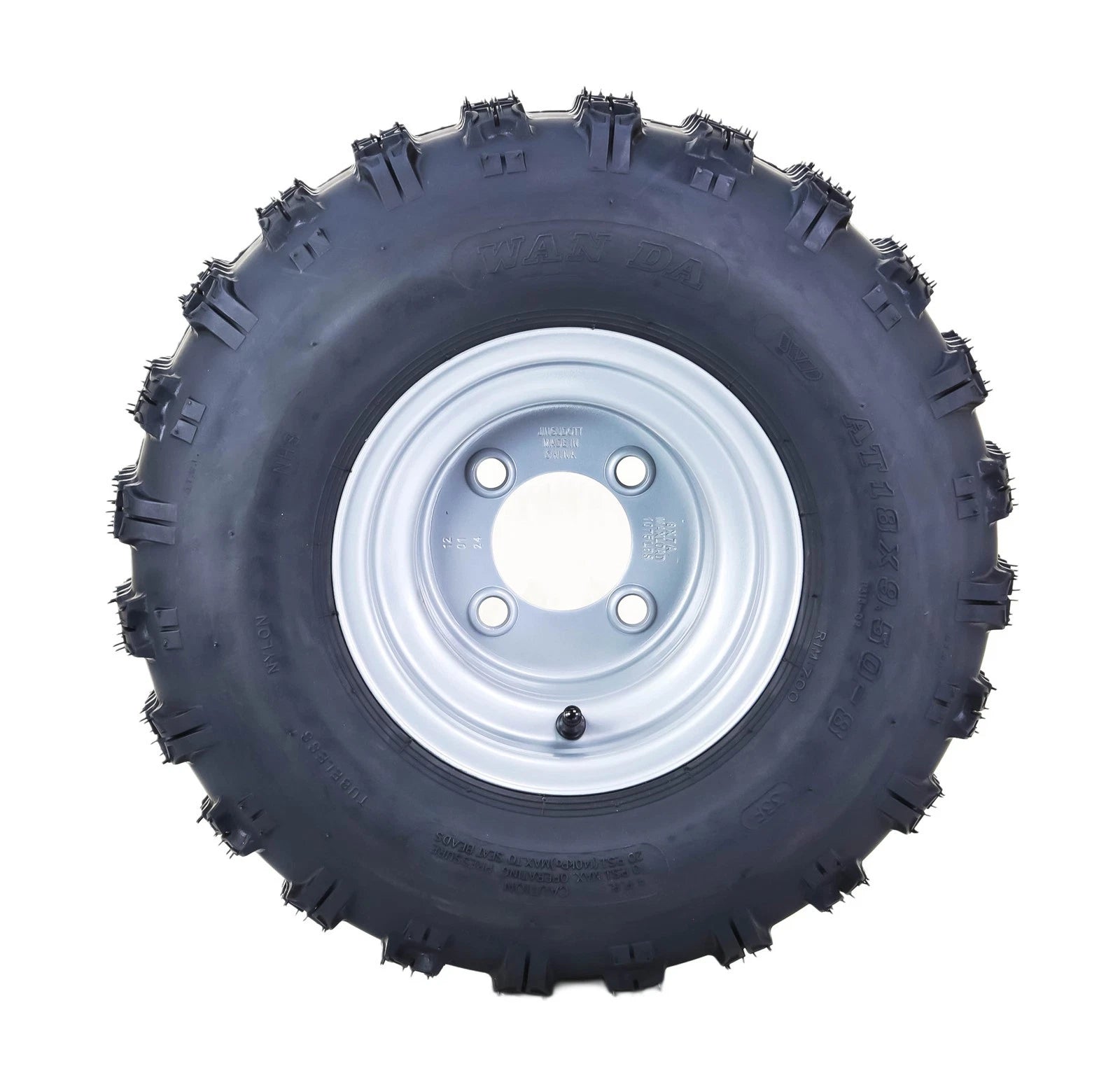 WANDA 18X9.5-8 ATV Golf Cart Tire & Wheel Set of 4 with 4x4" Silver Wheel