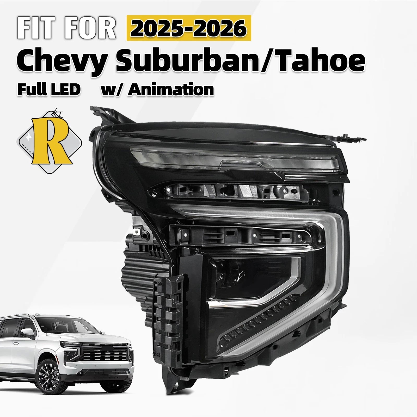 Full LED Headlight for Chevy Suburban/Tahoe (2025–2026) w/Animation