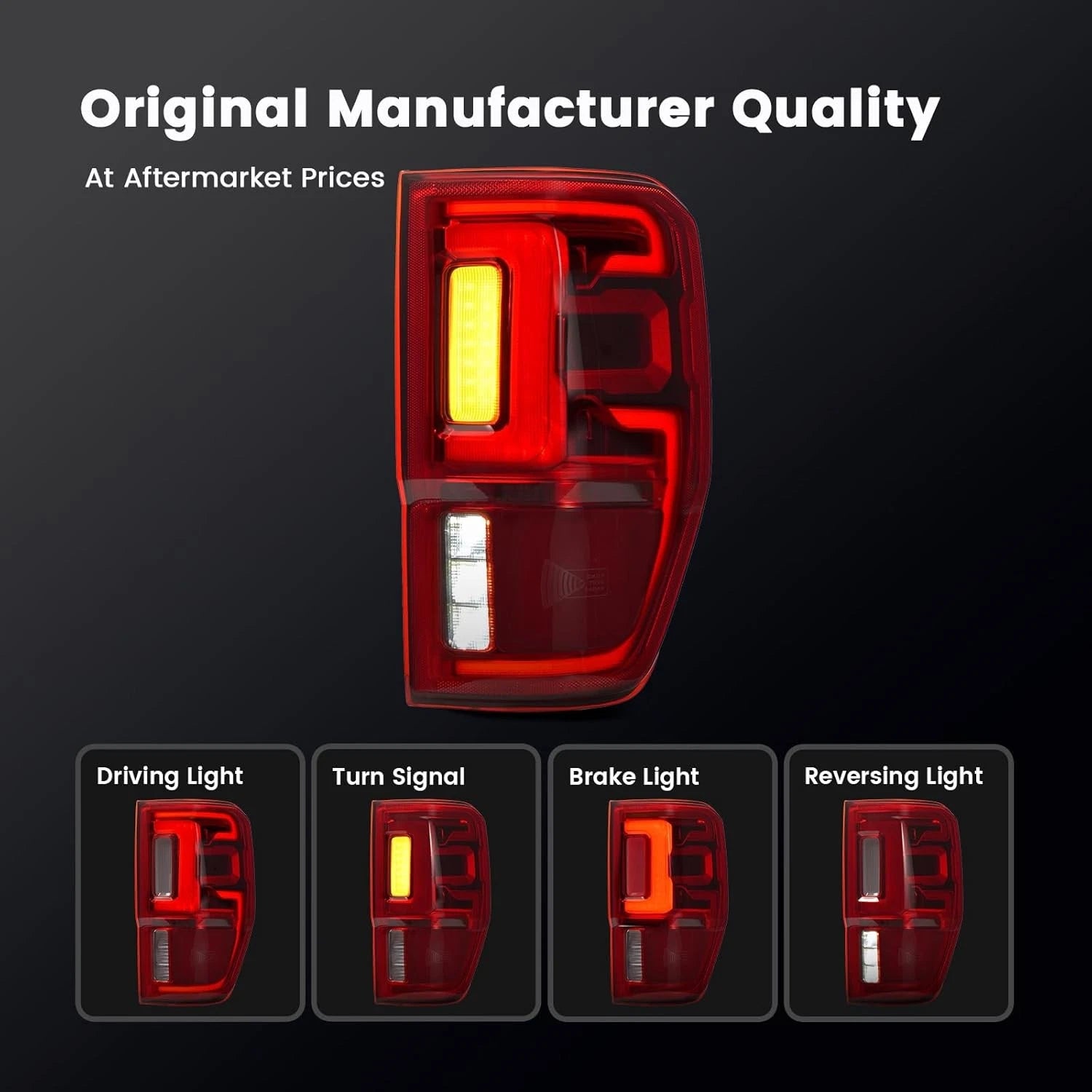 Pair LED Tail Lights for Ford Ranger (2019–2023) W/BLIS, Right + Left