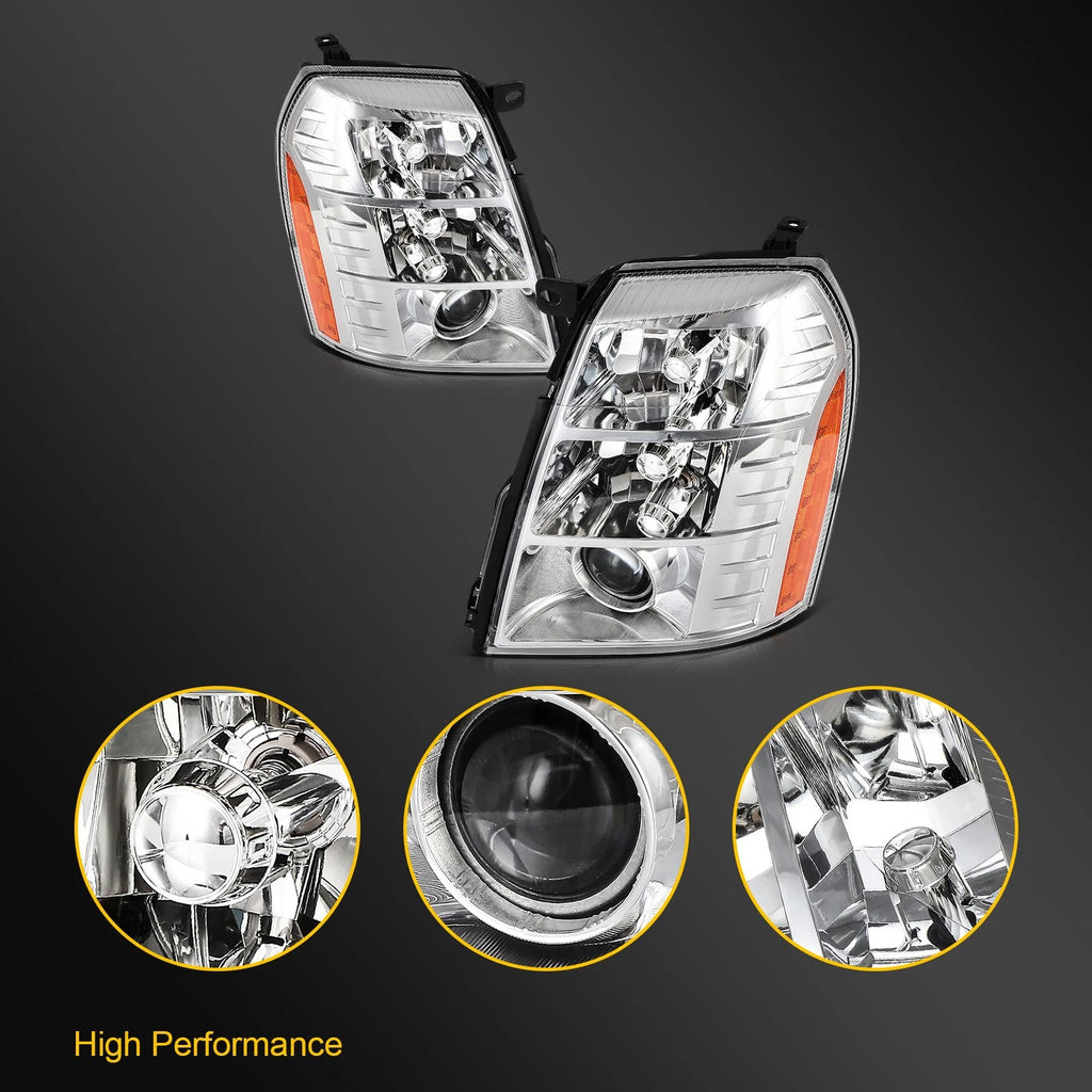 Pair Projector Headlights with HID for Cadillac Escalade (2007–2014)