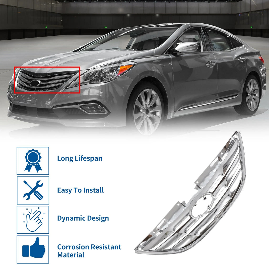 Front Hood Bumper Grille for Hyundai Sonata (2011) No.863503S100 Silver Tone