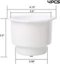 5 Pack White Plastic Cup Holder Insert with Drain for Boat Car Marine RV