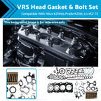 Head Gasket Kit & Bolt Set for Toyota Hilux KZN165 Prado KZJ95 (3.0L)