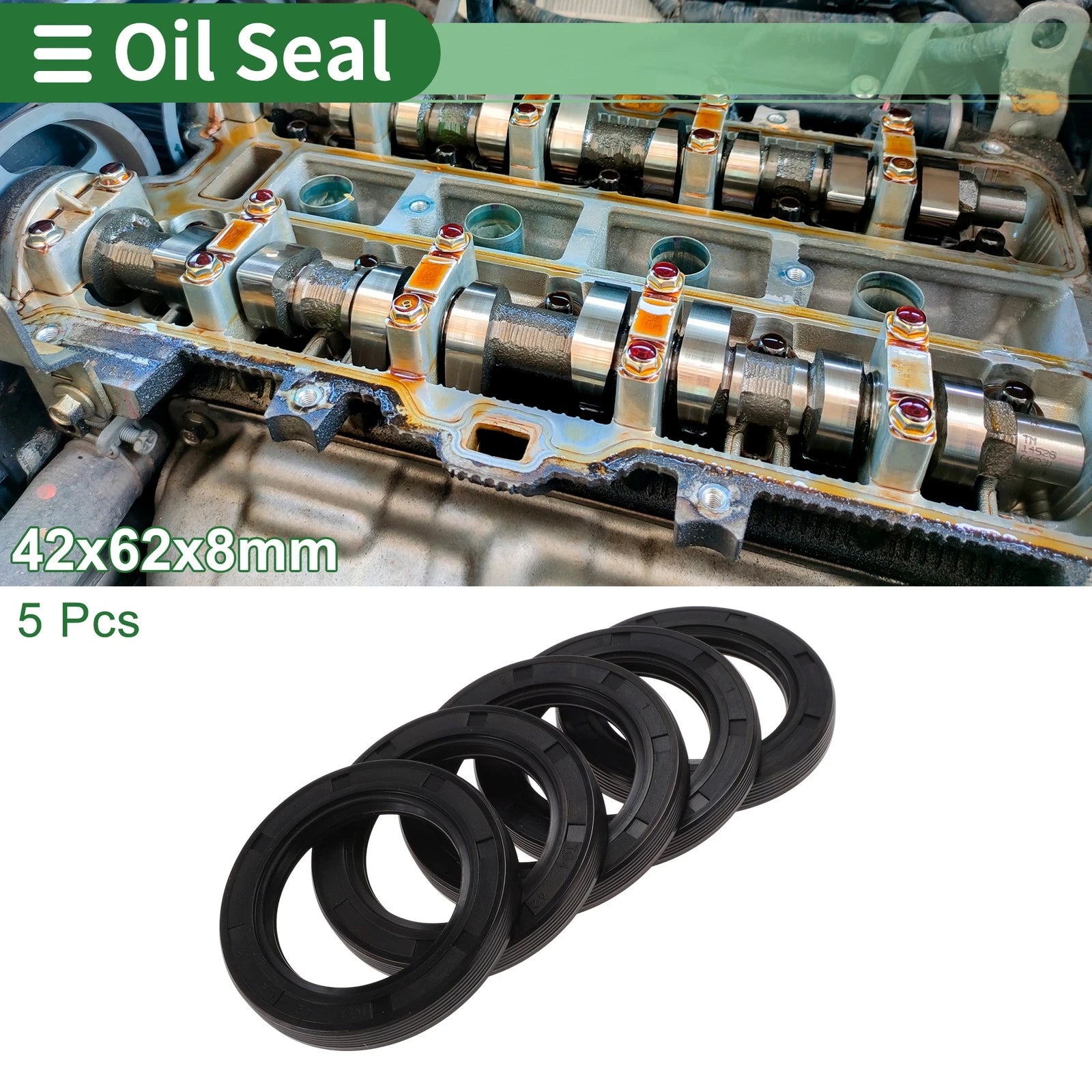 Oil Seal NBR Rubber 42x62x8mm for Various Models (5 Pcs)