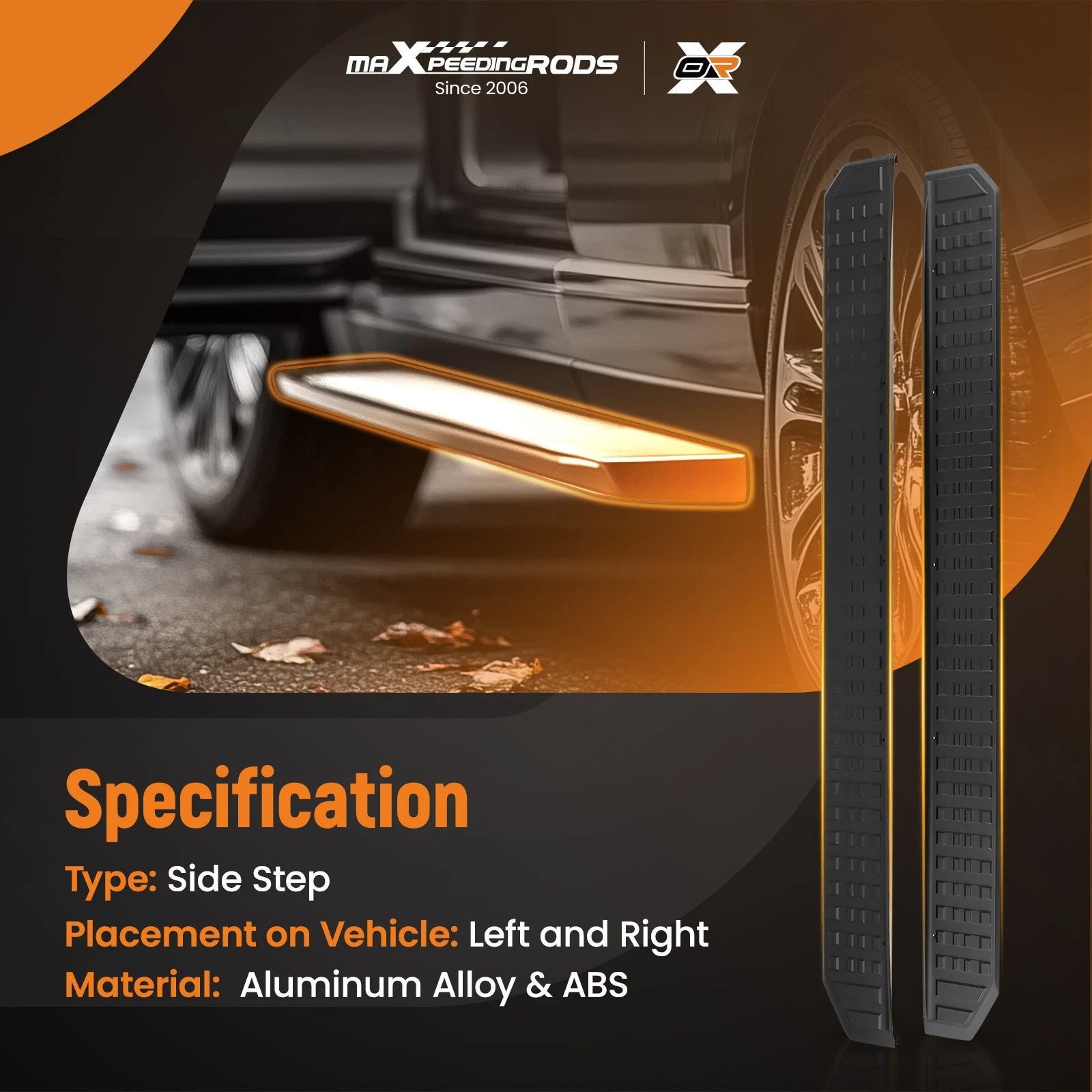 Nerf Bar Side Step Running Boards for Toyota Land Cruiser (2024–2025) Black Non-Slip