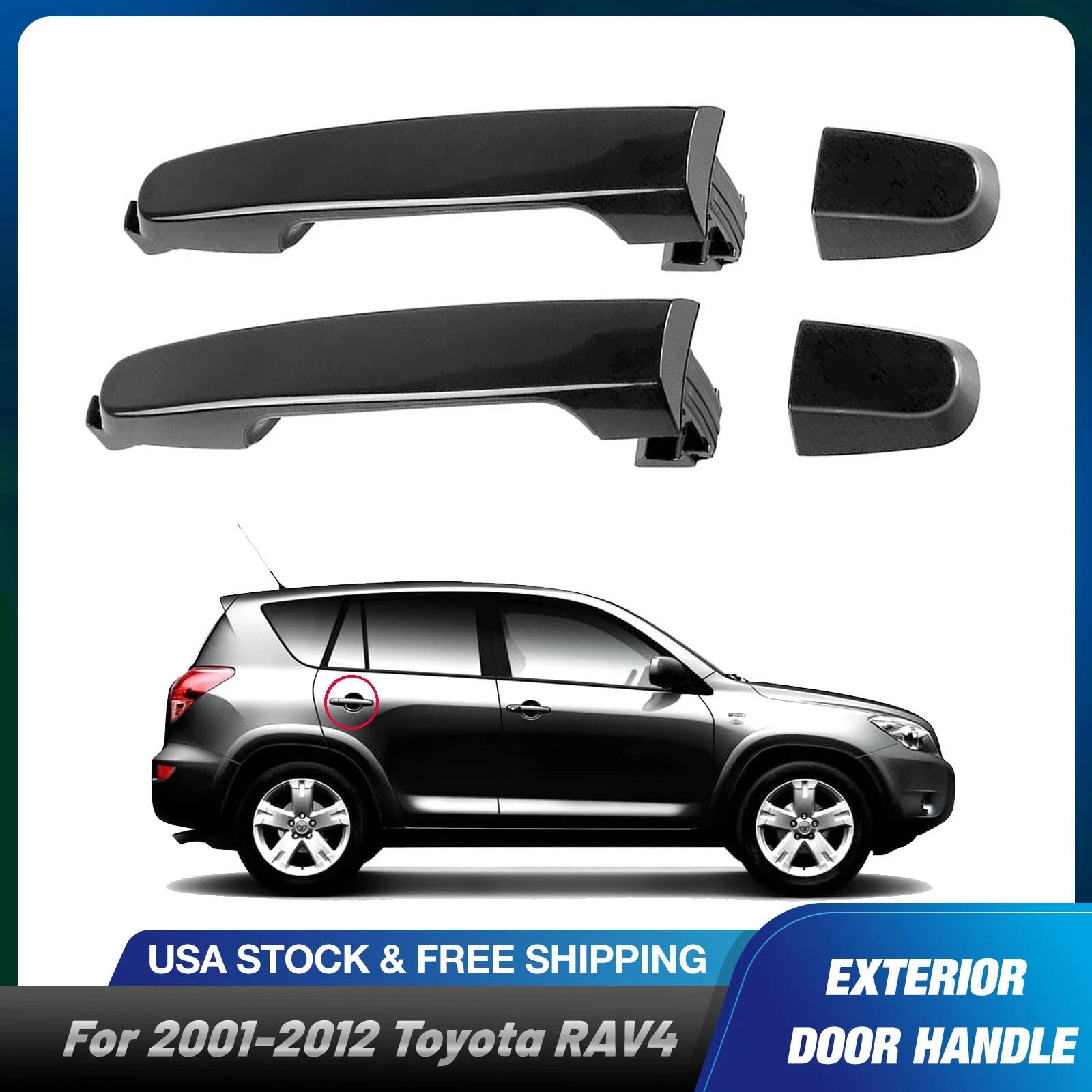 Exterior Door Handle Set for Toyota RAV4 (2001–2012) Black
