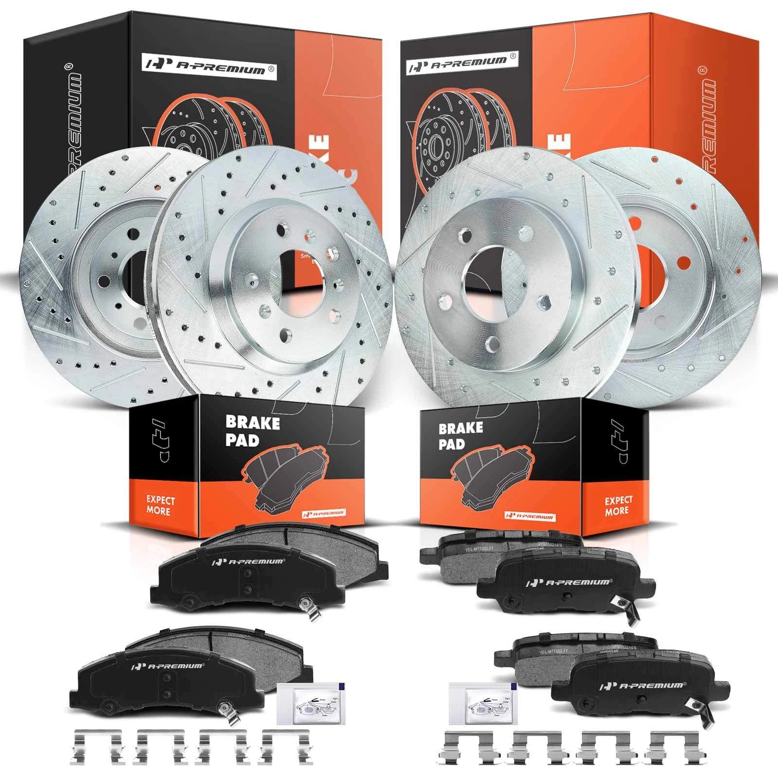 Set of 4 Drilled Brake Rotors & Ceramic Pads for Impala (2011–2013)