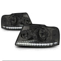 LED DRL Strip Headlight for Ford F150 (2004–2008) - Smoked Housing Clear Corner