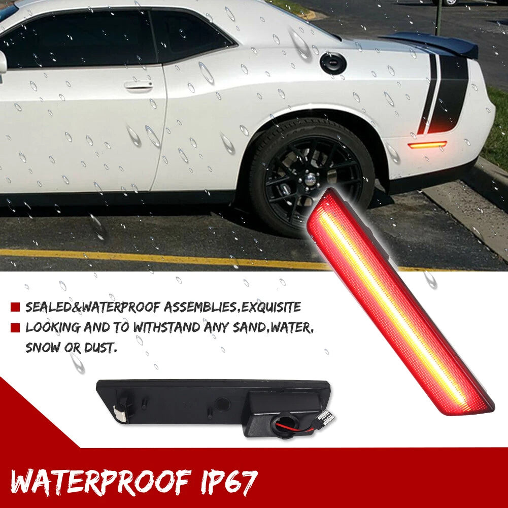 Red LED Bumper Side Marker Lights for Dodge Challenger/Charger