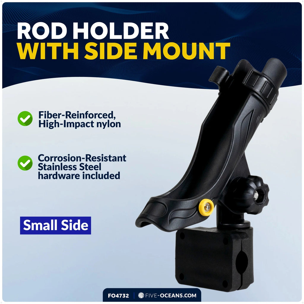 Fishing Rod Holder for Kayak & Boat (Rail Mount, Small, Black)