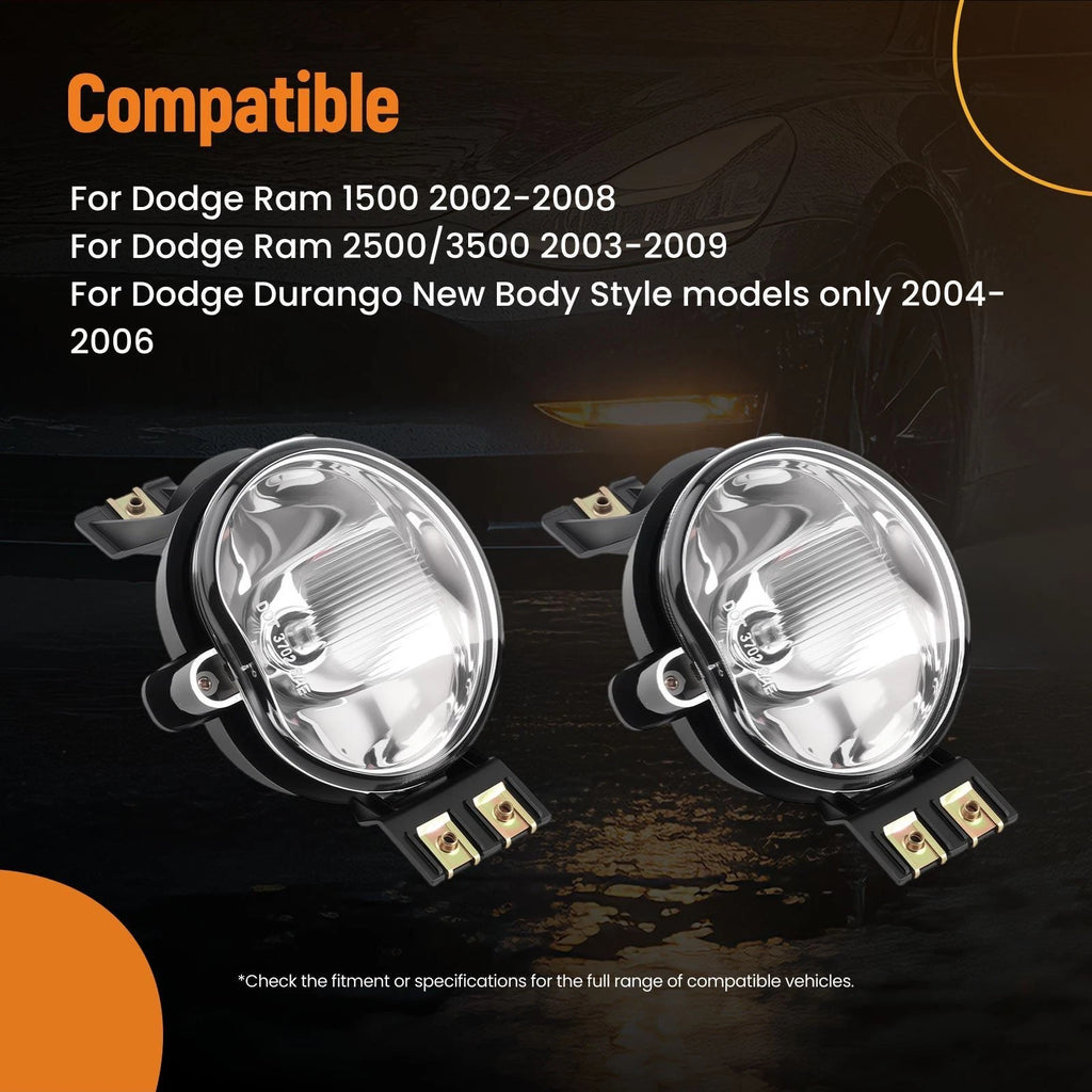 Fog Light Set of 2 for Dodge Durango (2004–2006) Ram 1500 (2002–2008) CH2592121 Halogen